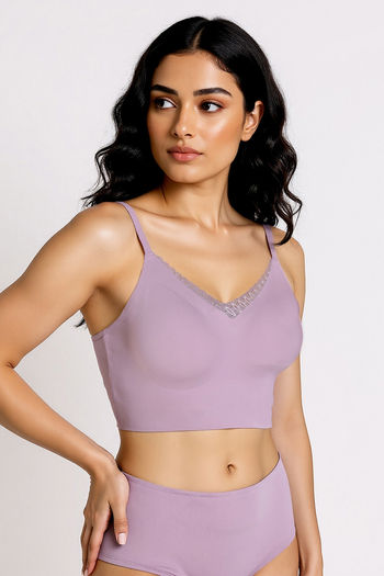 Buy Zivame Seamless Collective Padded Non Wired 3/4Th Coverage Bralette - Sea Fog